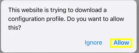 Allowing the configuration profile download